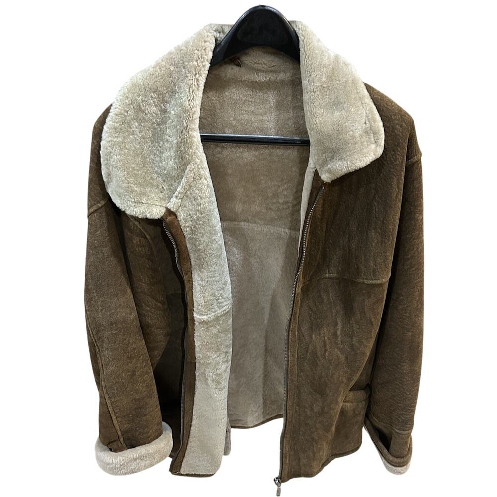 Original Milestone Lambskin Lammfell Leather Jacket Lederjacke Size 52